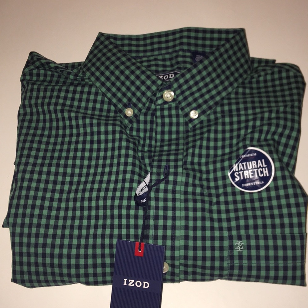 IZOD-Mens Premium Essentials Stretch Beryl Gingha - Picture 3 of 5